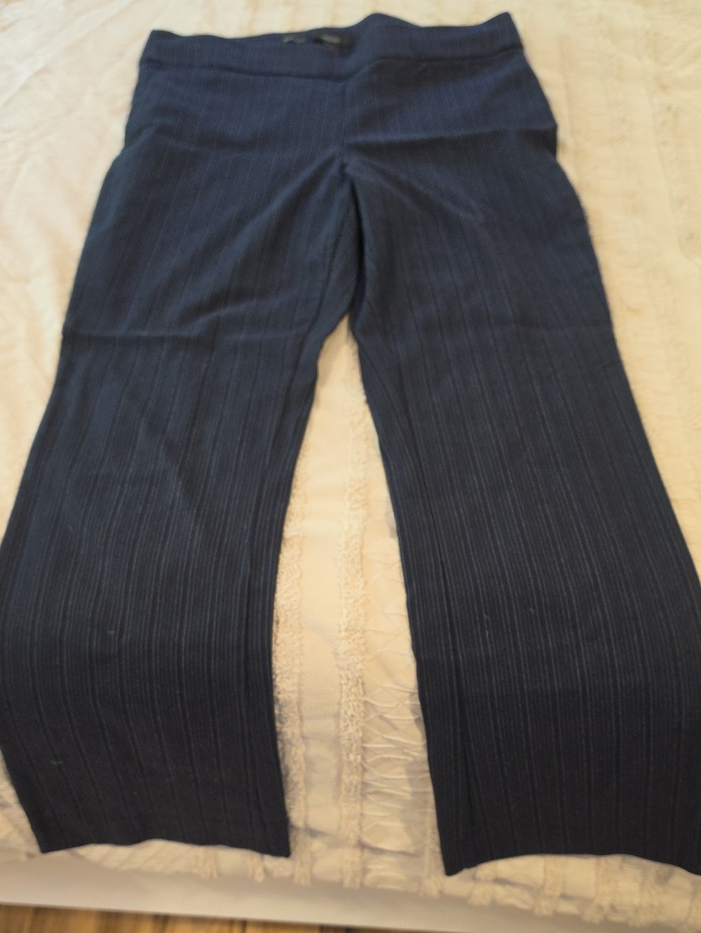 Women's Ribbed Knit Wide-Leg Pants - Navy